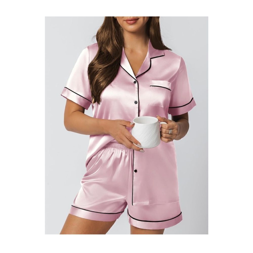 Matching silk satin pajama set